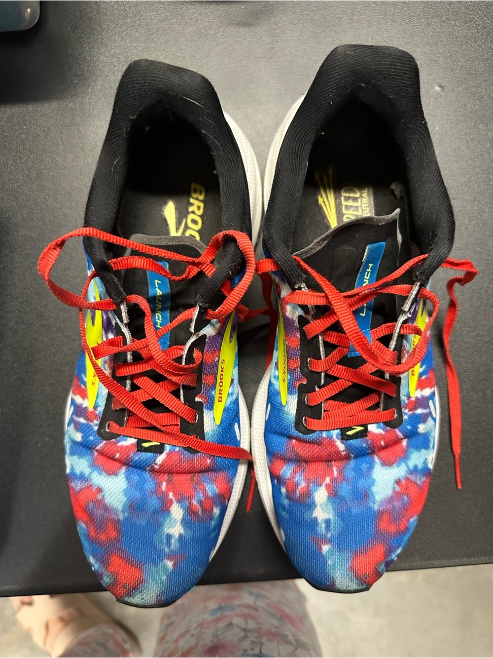 Brooks Tie-Dye Blue & Red Running Shoes with Red Laces